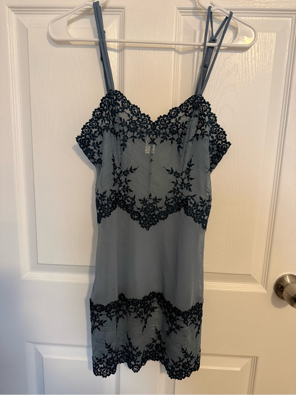 Wacoal Embrace Lace Slip Chemise with Adjustable Straps and Floral Embroidery